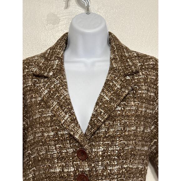 VTG Preppy Wool Blend Lined Waist Length Blazer Top S Brown Fall Trend City - Picture 6 of 13